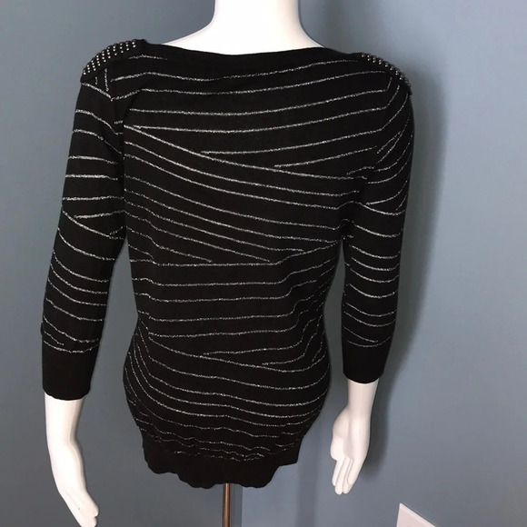 Armani Exchange Black Metallic Striped Sweater med - Picture 4 of 7